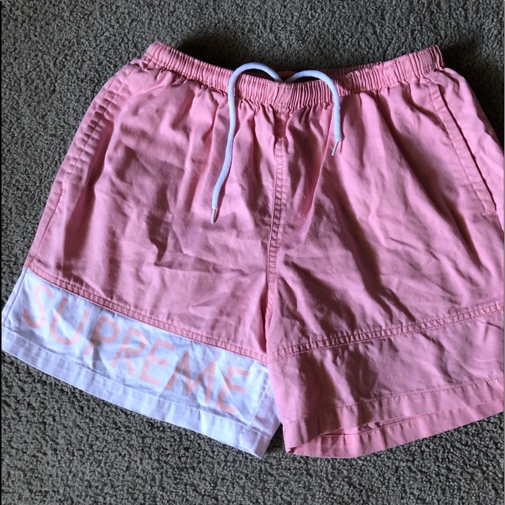 supreme banner water short pink